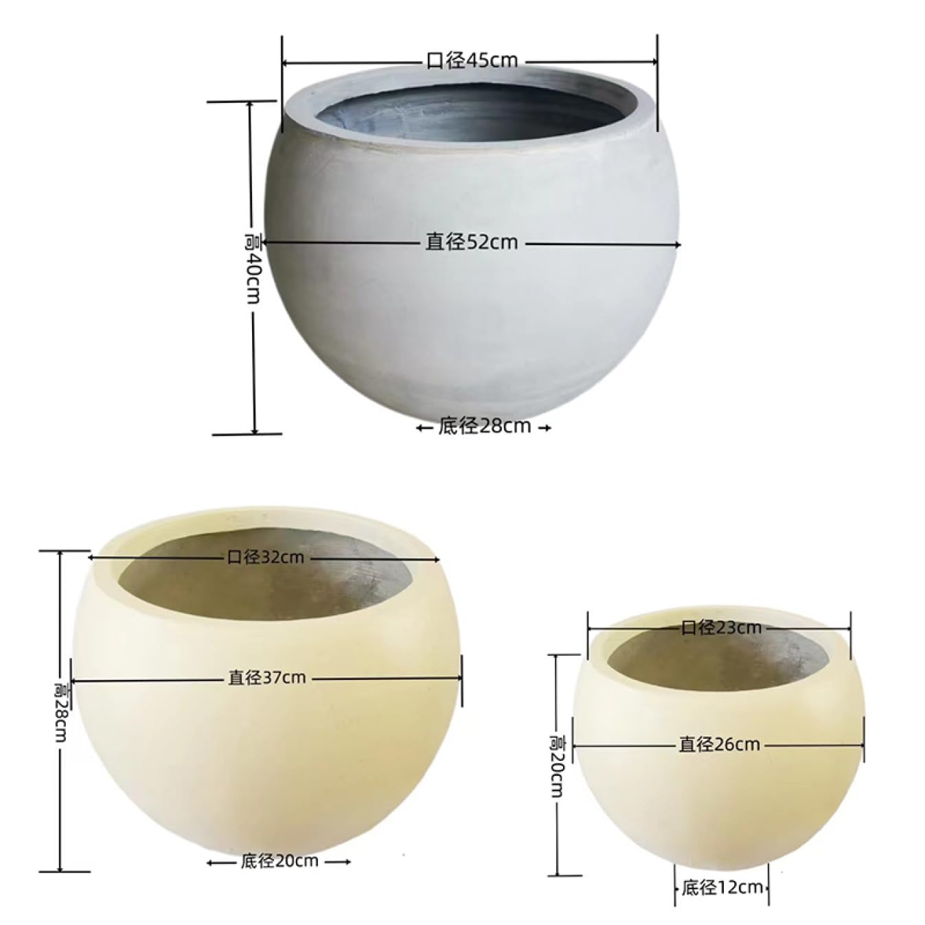 Amazon.co.jp: プランターポット セメント植木鉢 穴あり タイプ2 32